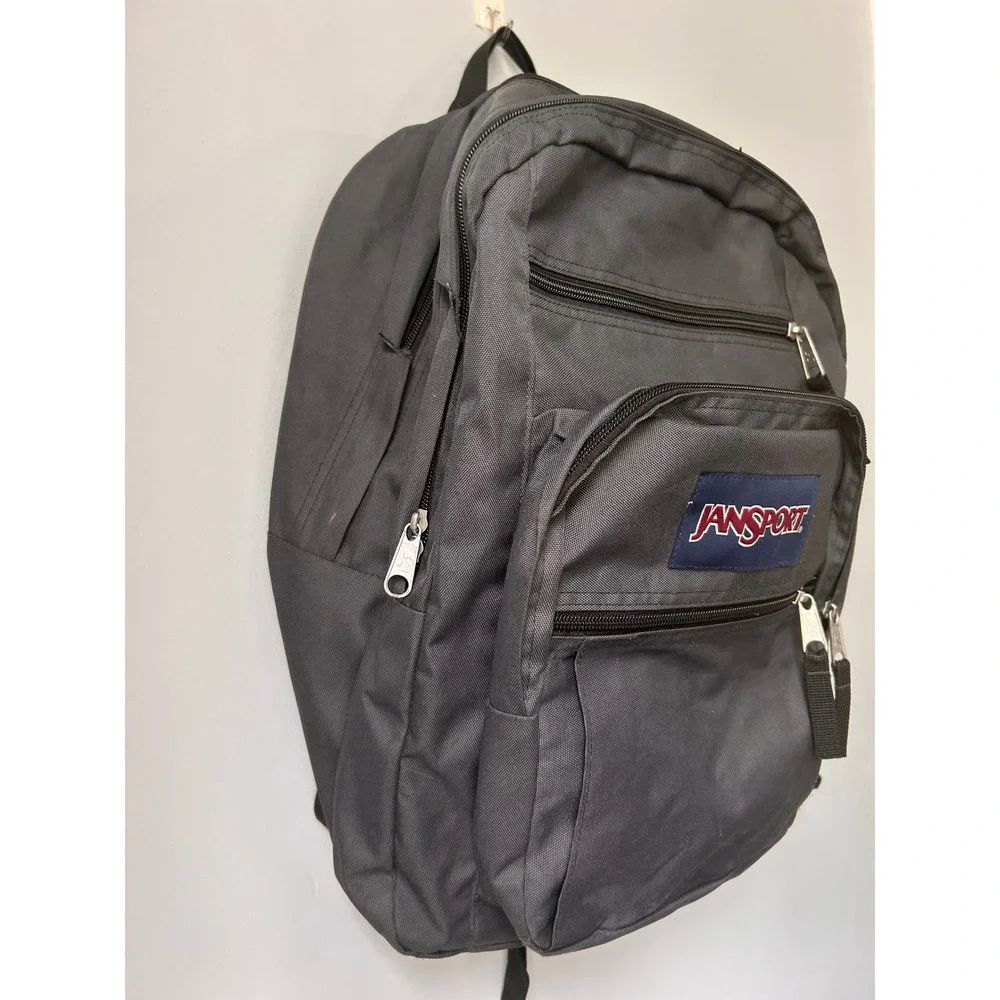JanSport Big Student Backpack Charcoal Gray Multi Pocket School Bag